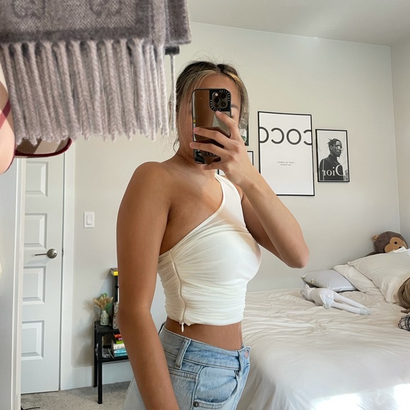 Tiger mist one shoulder crop top - Picture 2 of 2